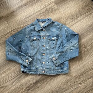 Women’s Universal Thread Size Large Denim With Floral Embroidery Jean Jacket